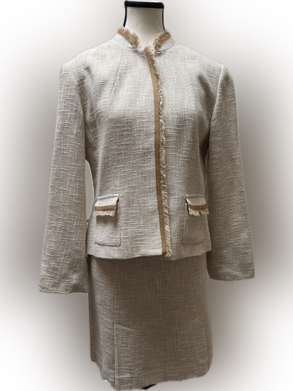 LOUBEN Vintage Tweed Skirt Suit